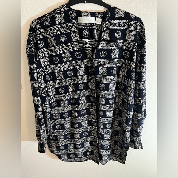 Dana Buchman 100% silk multicolored tunic top Stamped Lightweight blouse Size 12 - Picture 3 of 16